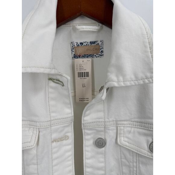 Pilcro White Weston Boyfriend Denim Jacket Stretch Cotton XS NWT - Picture 2 of 6